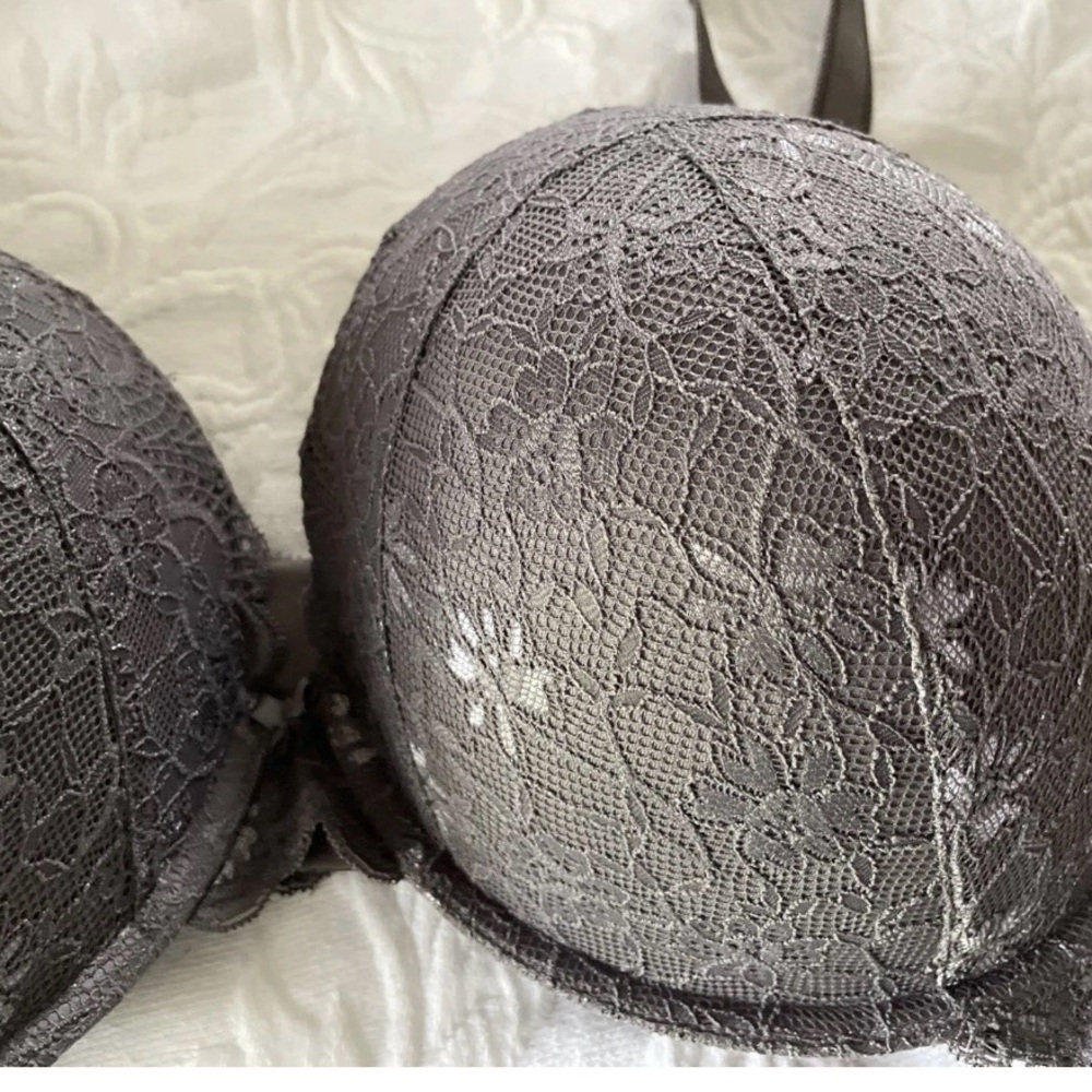 Torrid Plunge Push Up Bra 46DD Underwire Gray Lace Curvy Plus - Picture 2 of 3
